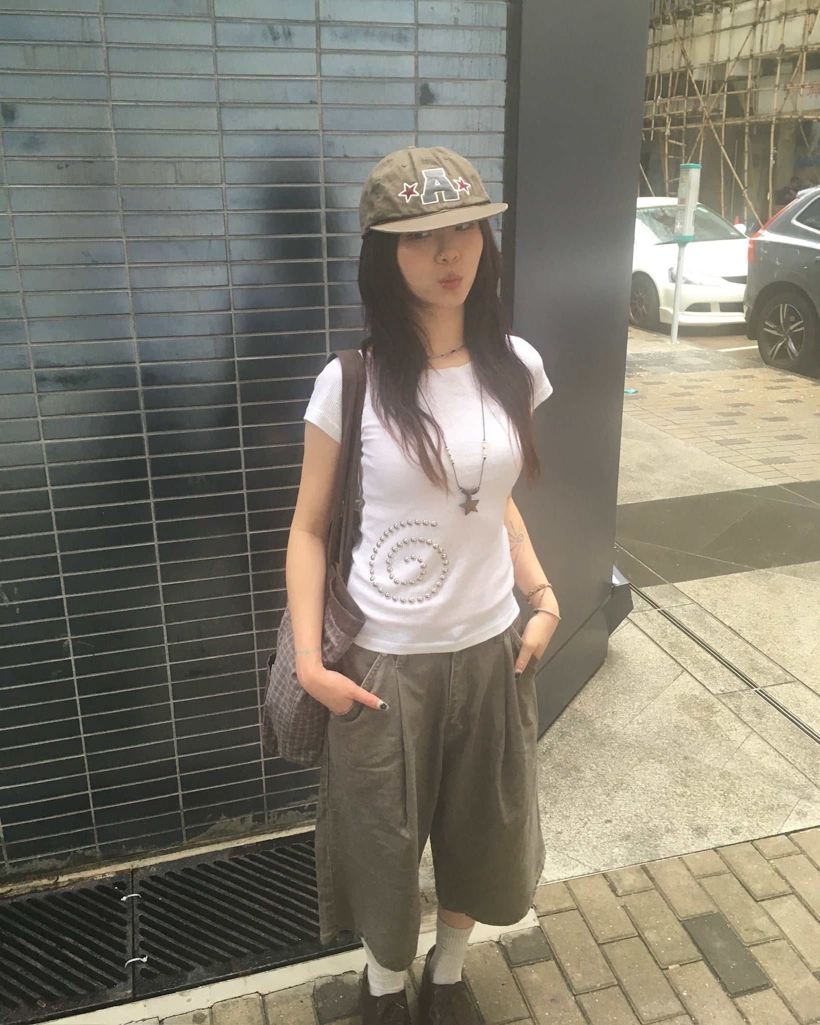 spiral studded tee (white)
