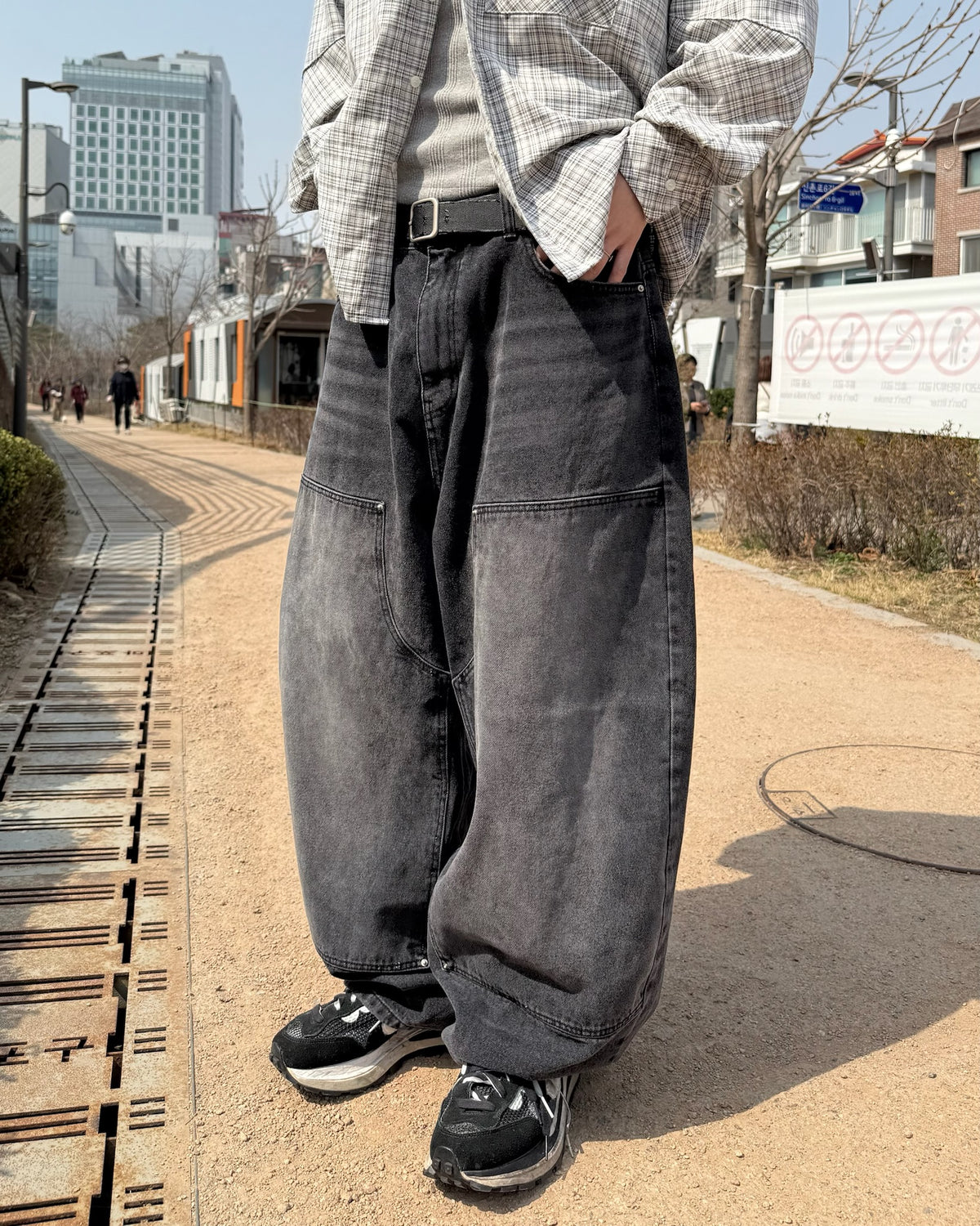vintage layer washed jeans (black)
