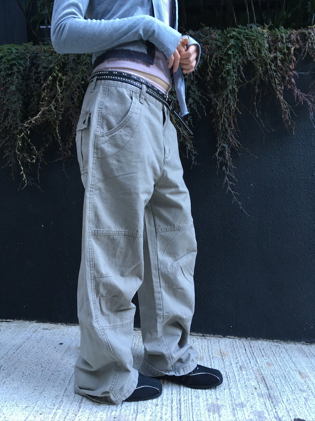 vintage washed cargo pants (beige)