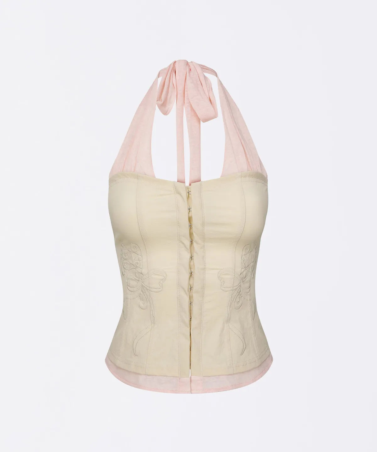 【𝘱𝘳𝘦-𝘰𝘳𝘥𝘦𝘳】SCULPTOR Farm Corset Halter Top Raw/Baby Pink
