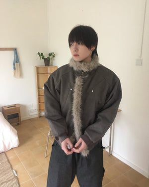 fur collar jacket (charcoal)