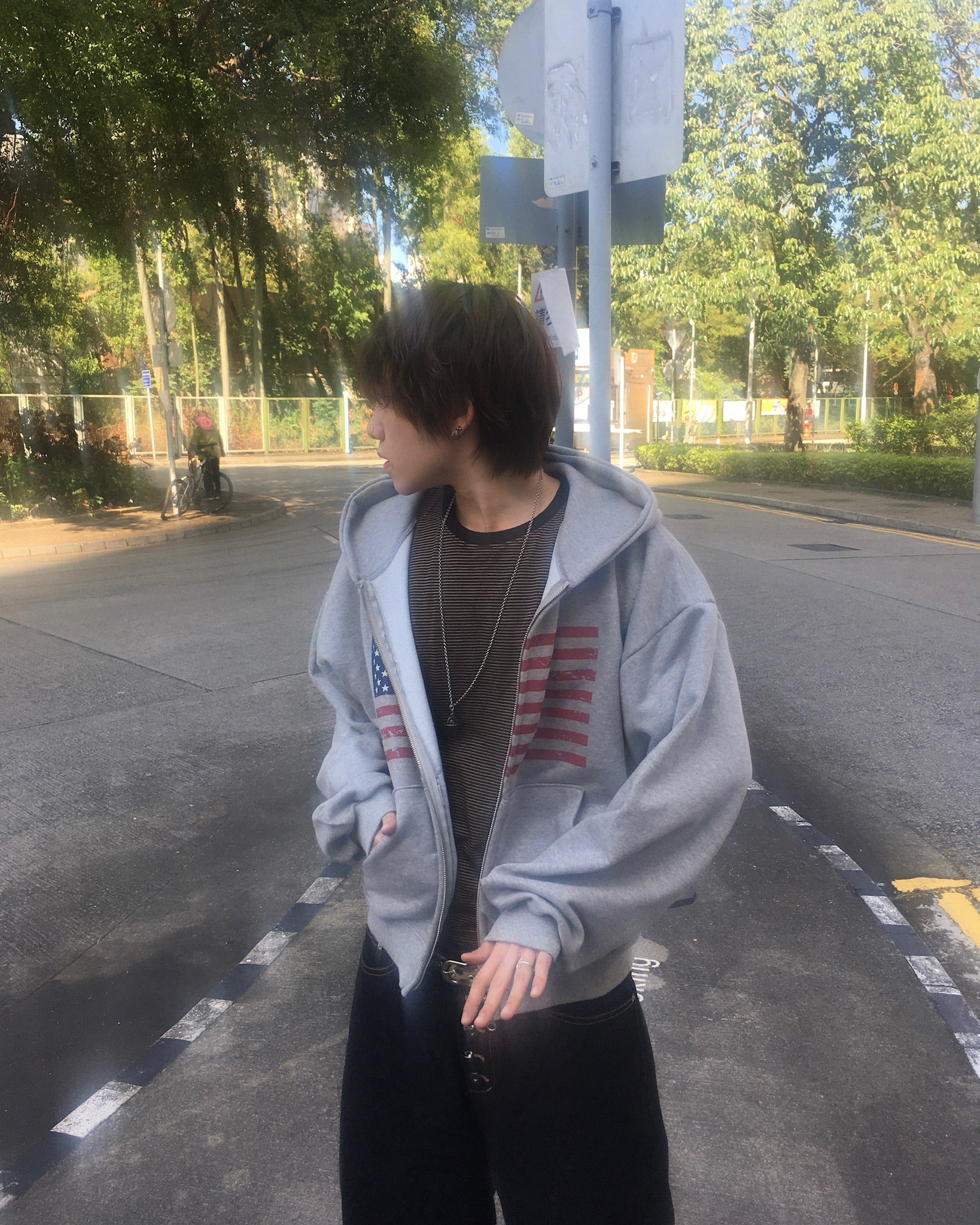 basic striped tee (black)