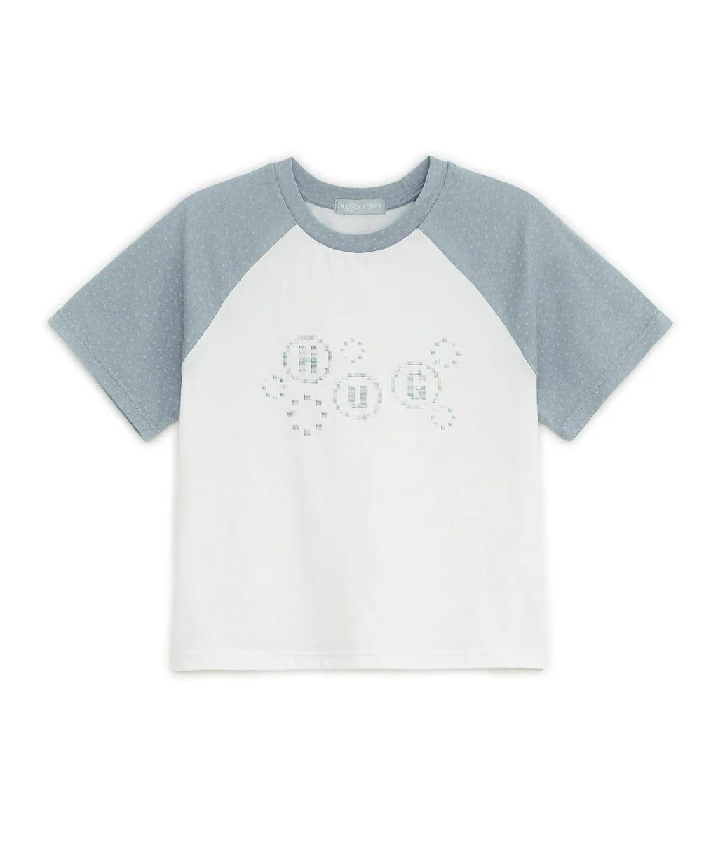HUGYOURSKIN PIXEL RAGLAN TEE (WHITE)