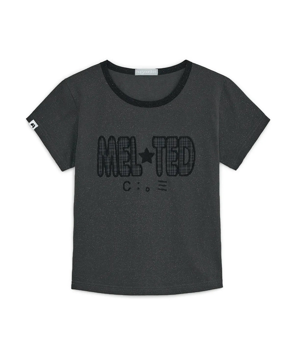 HUGYOURSKIN GLITTER MELTED TEE (CHARCOAL)