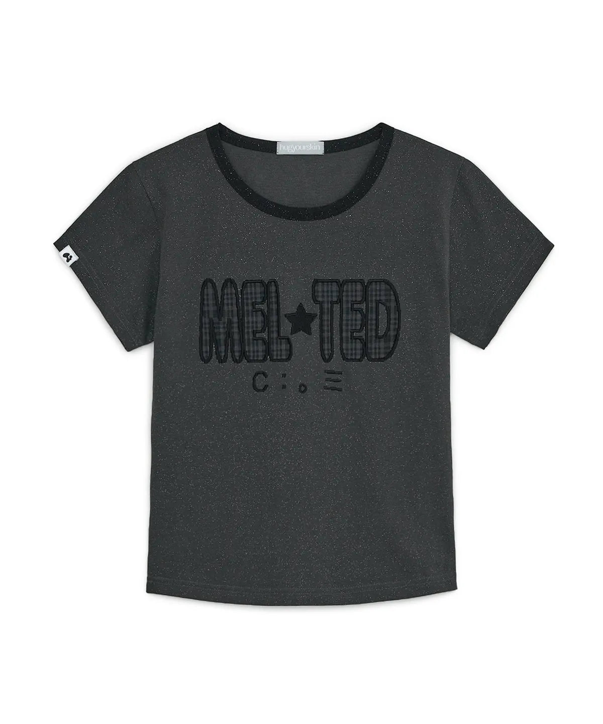 HUGYOURSKIN GLITTER MELTED TEE (CHARCOAL)