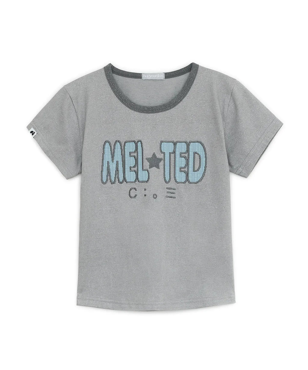 HUGYOURSKIN GLITTER MELTED TEE (GREY)