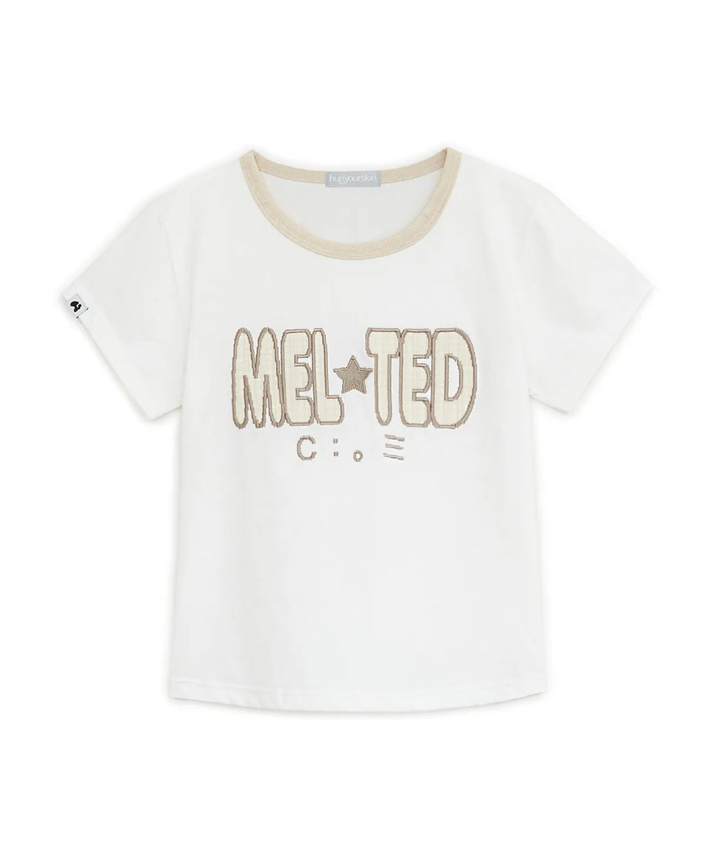 HUGYOURSKIN GLITTER MELTED TEE (WHITE)