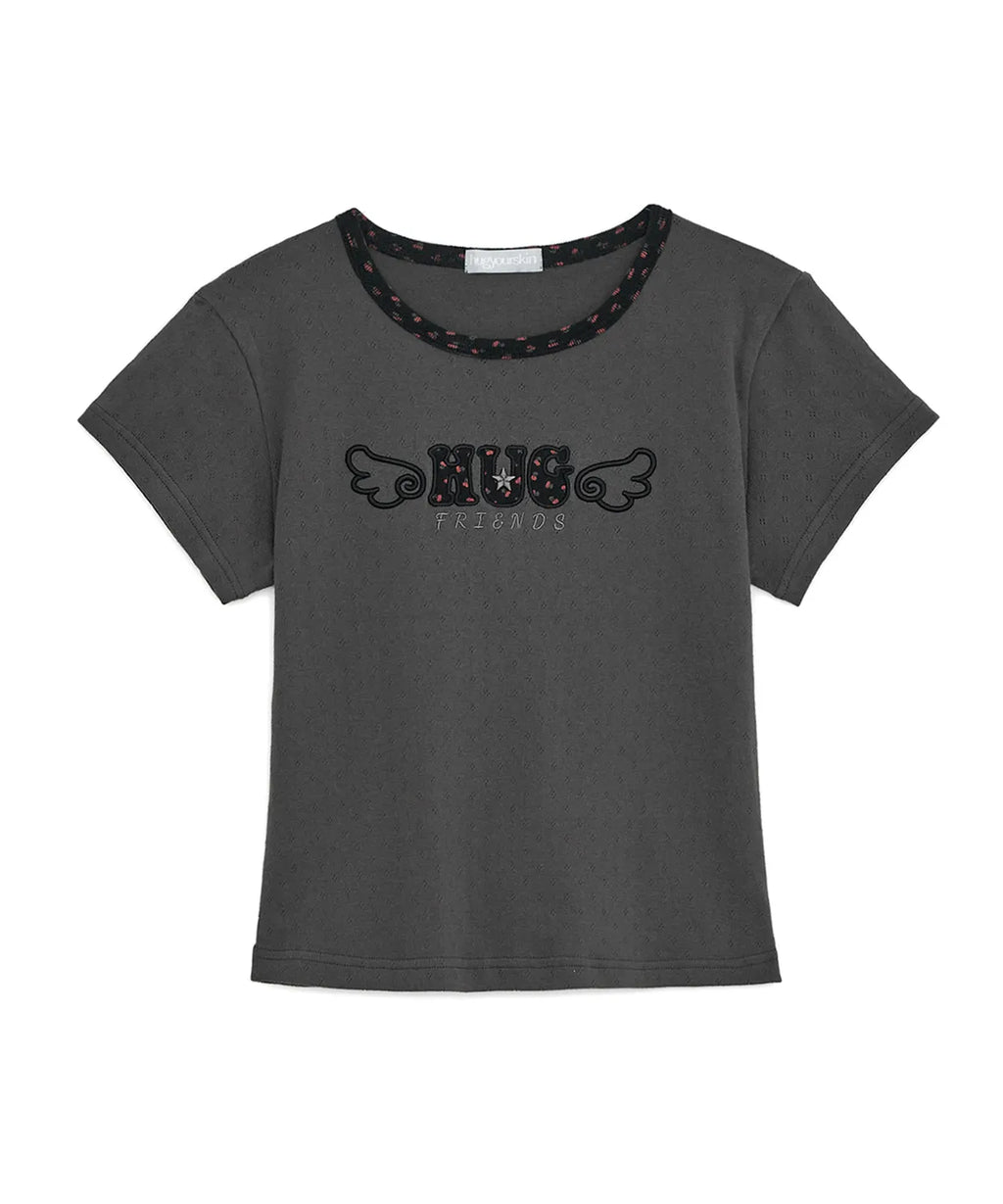 HUGYOURSKIN HUG FRIENDS TEE (CHARCOAL)
