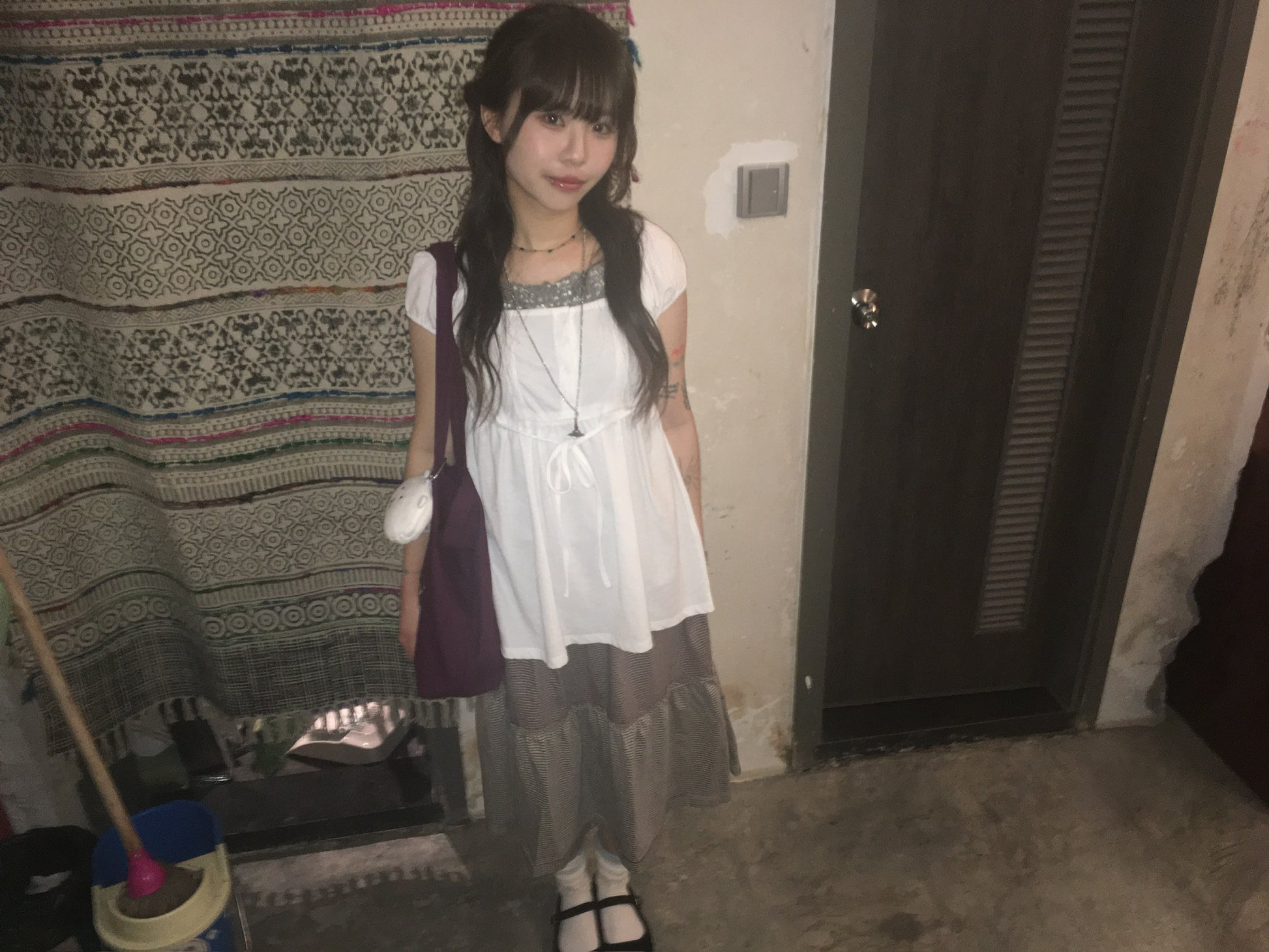 lace trim babydoll top (white)