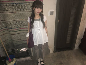 lace trim babydoll top (white)
