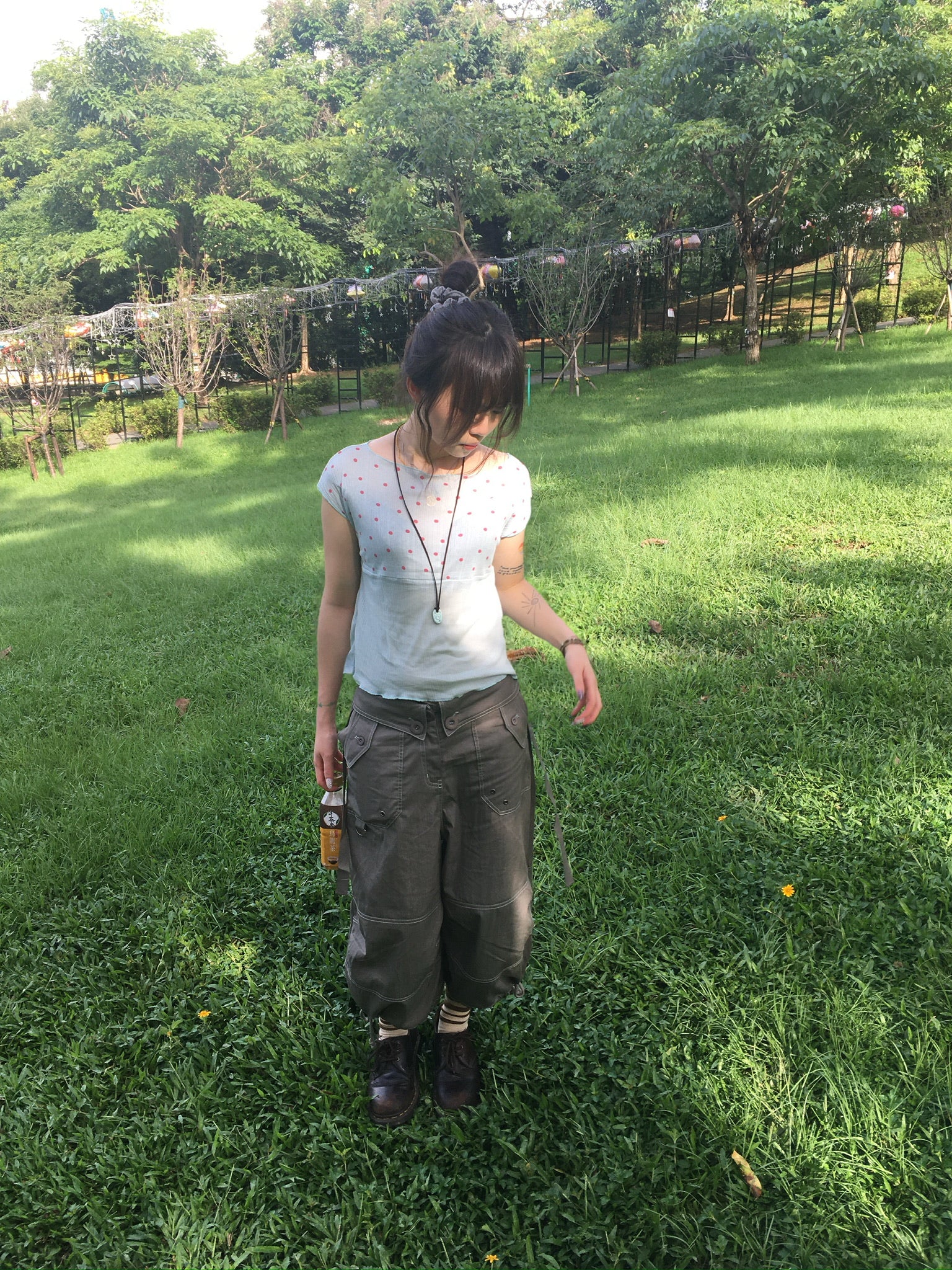 ribbed dot top (sky blue)