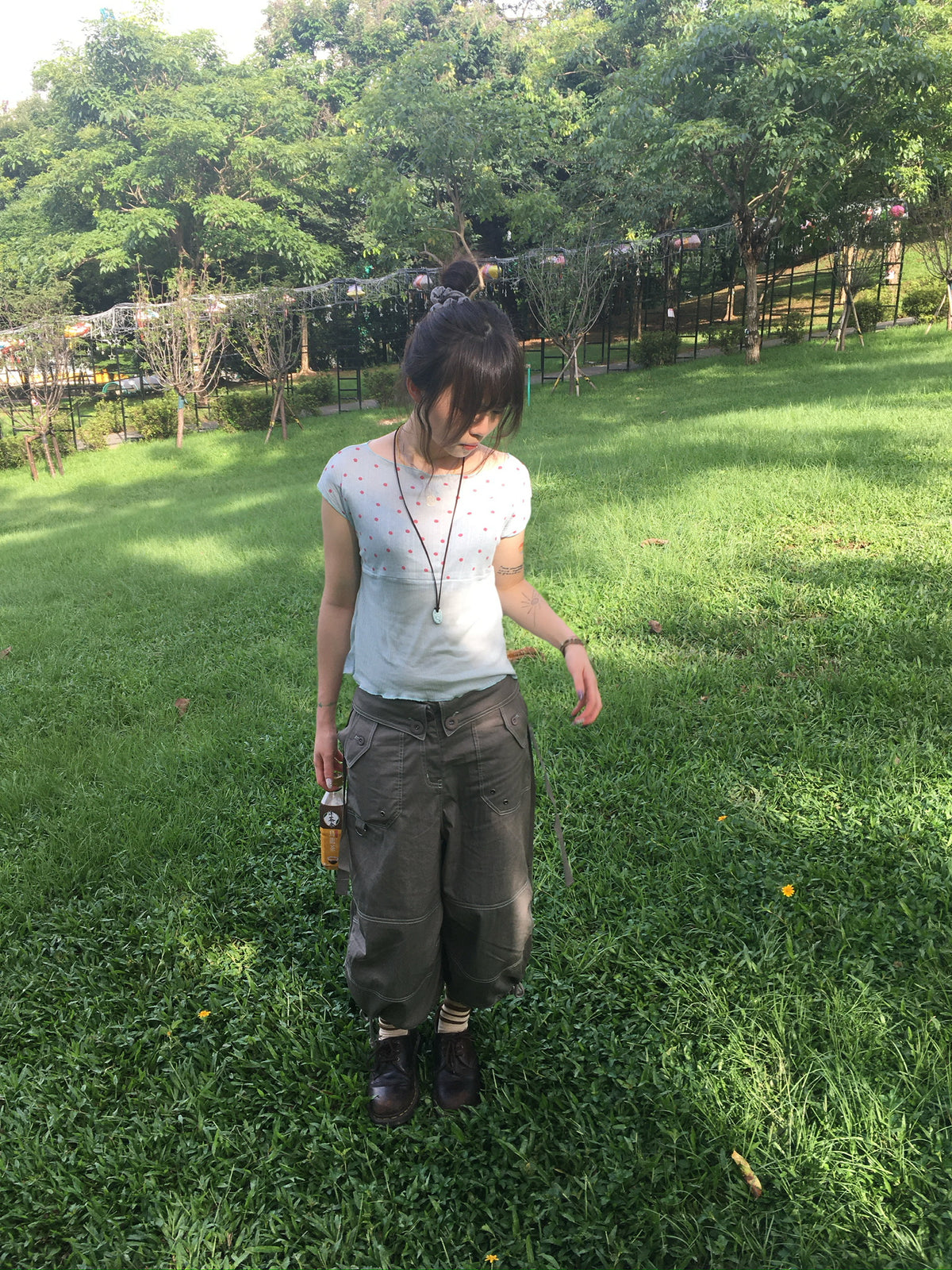 ribbed dot top (sky blue)