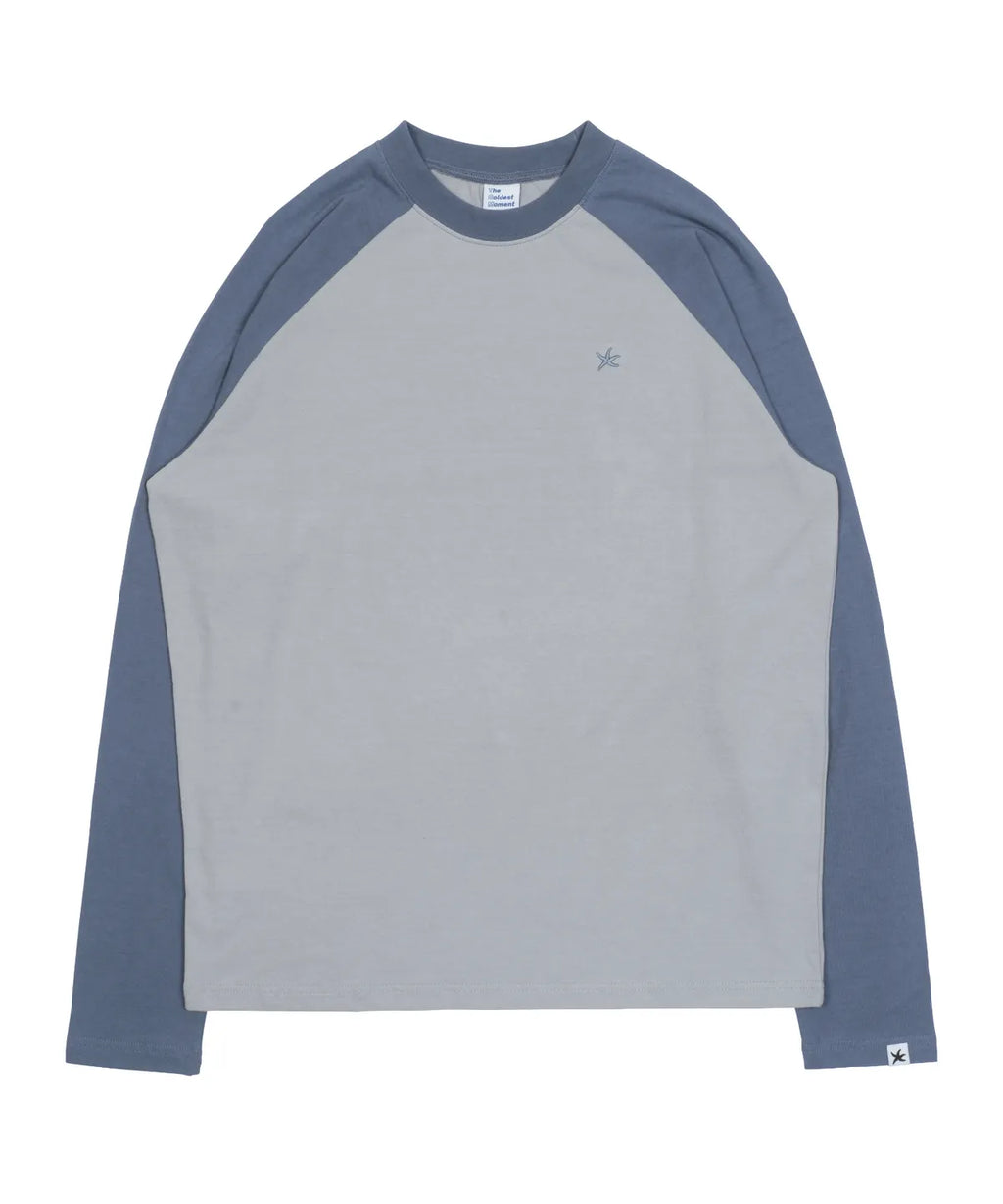 TCM mini logo raglan long sleeve (grey/blue)