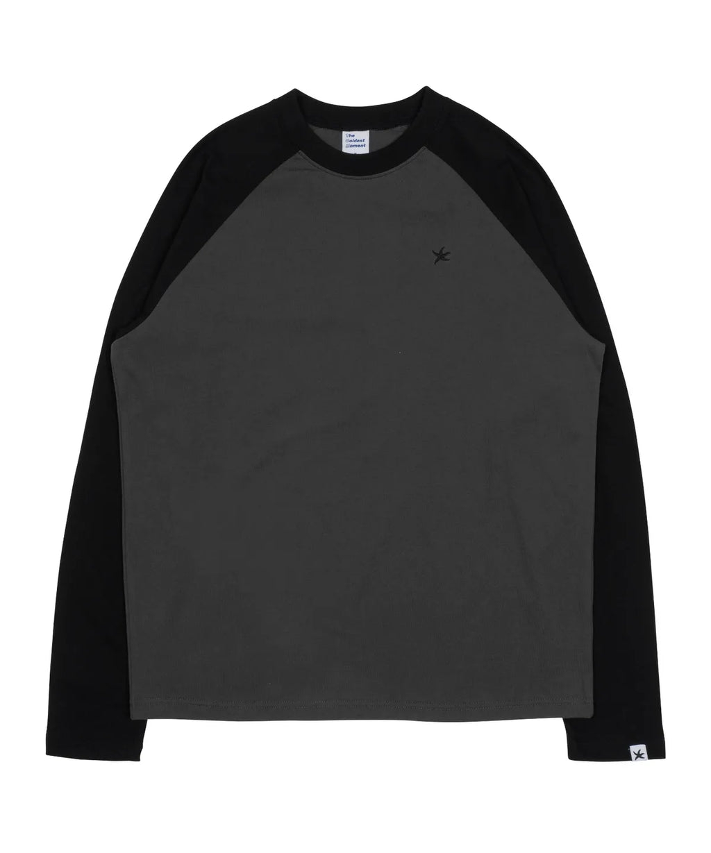 TCM mini logo raglan long sleeve (charcoal/black)