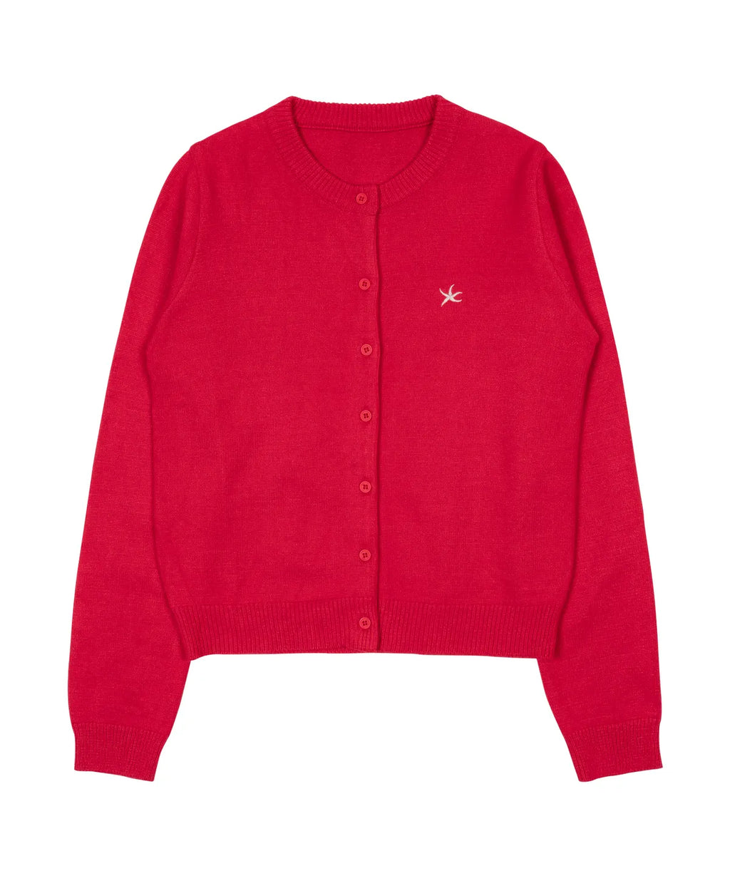 TCM mini logo knit cardigan (red)