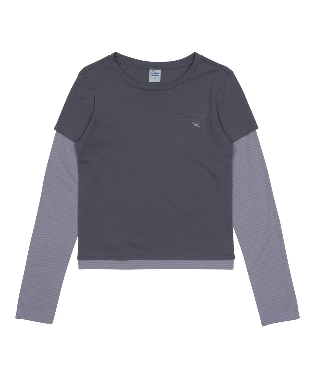 TCM stripe layered long sleeve (charcoal)