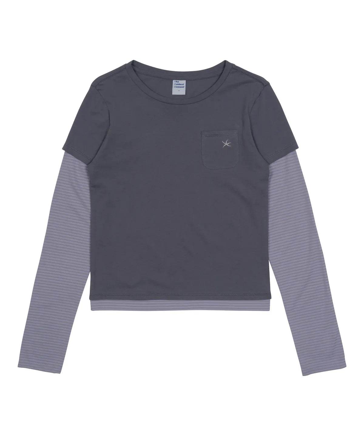 TCM stripe layered long sleeve (charcoal)