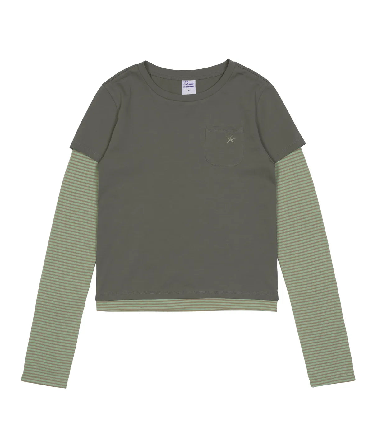 TCM stripe layered long sleeve (green)