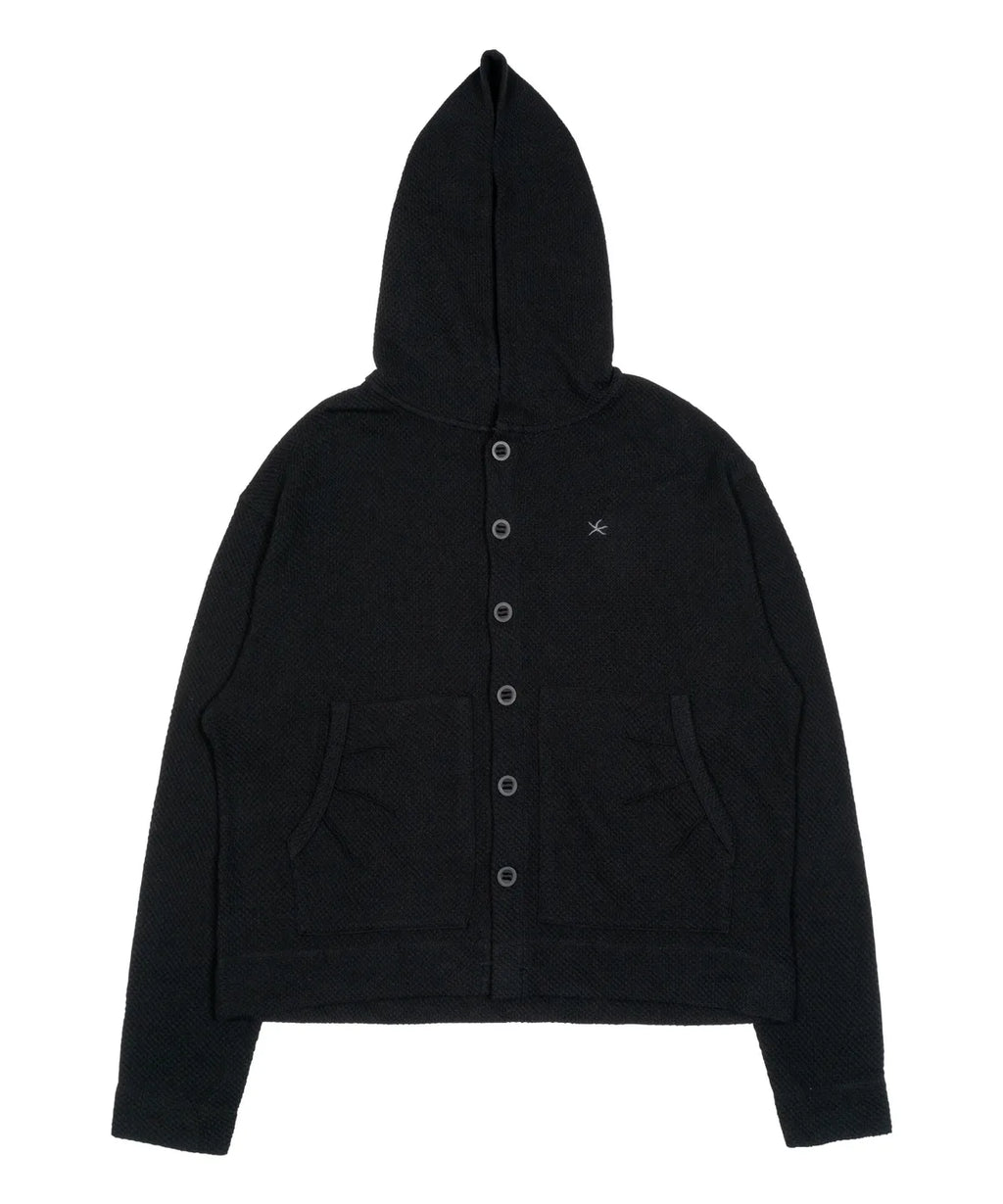 TCM waffle hooded crop jacket (black)