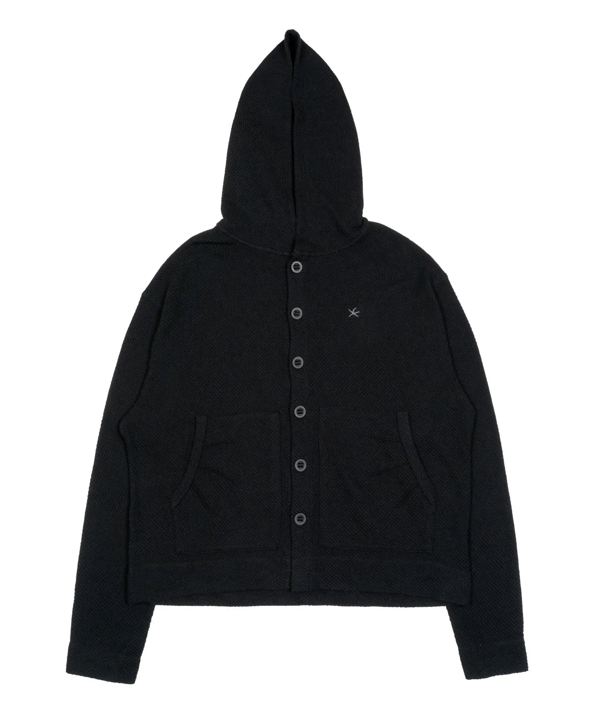 TCM waffle hooded crop jacket (black)