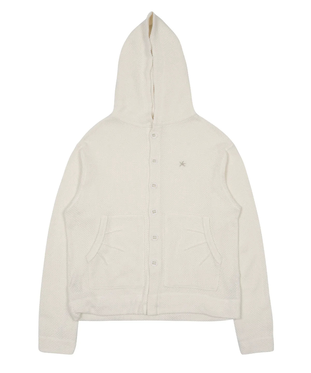 TCM waffle hooded crop jacket (ivory)