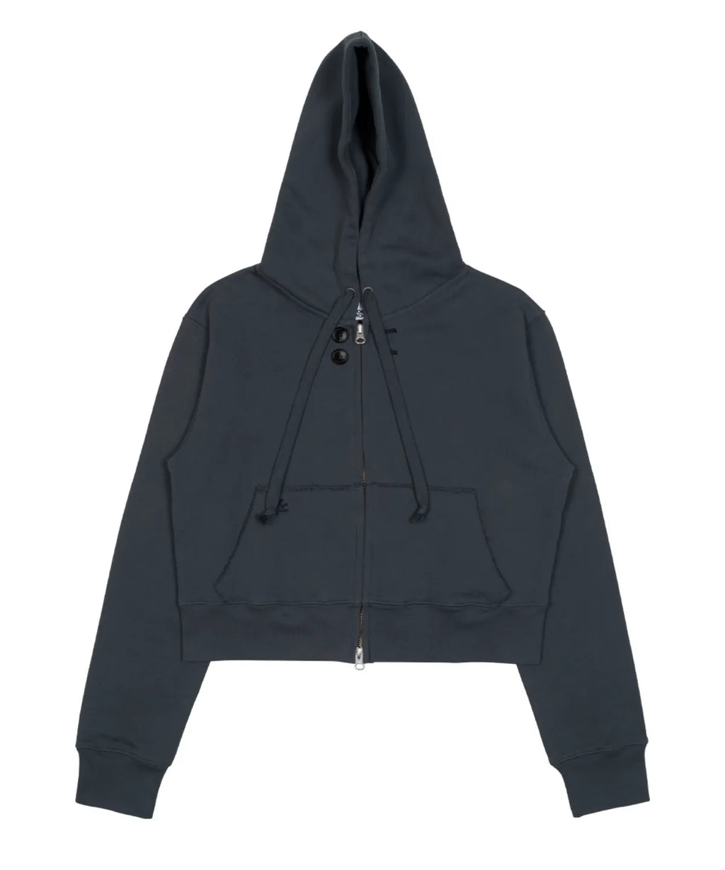 TCM vintage button hooded zip-up (blue)