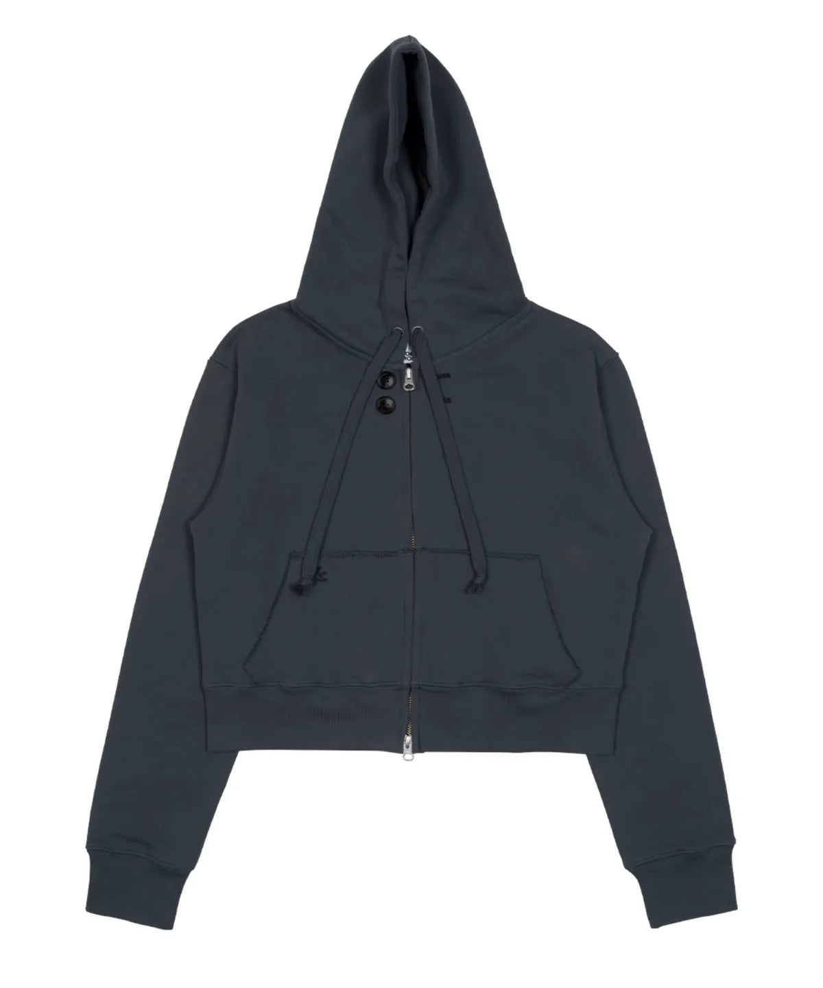 TCM vintage button hooded zip-up (blue)