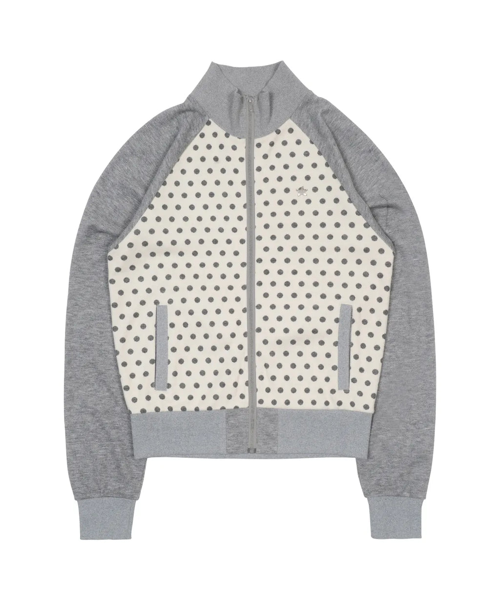TCM dot raglan zip-up (beige/grey)