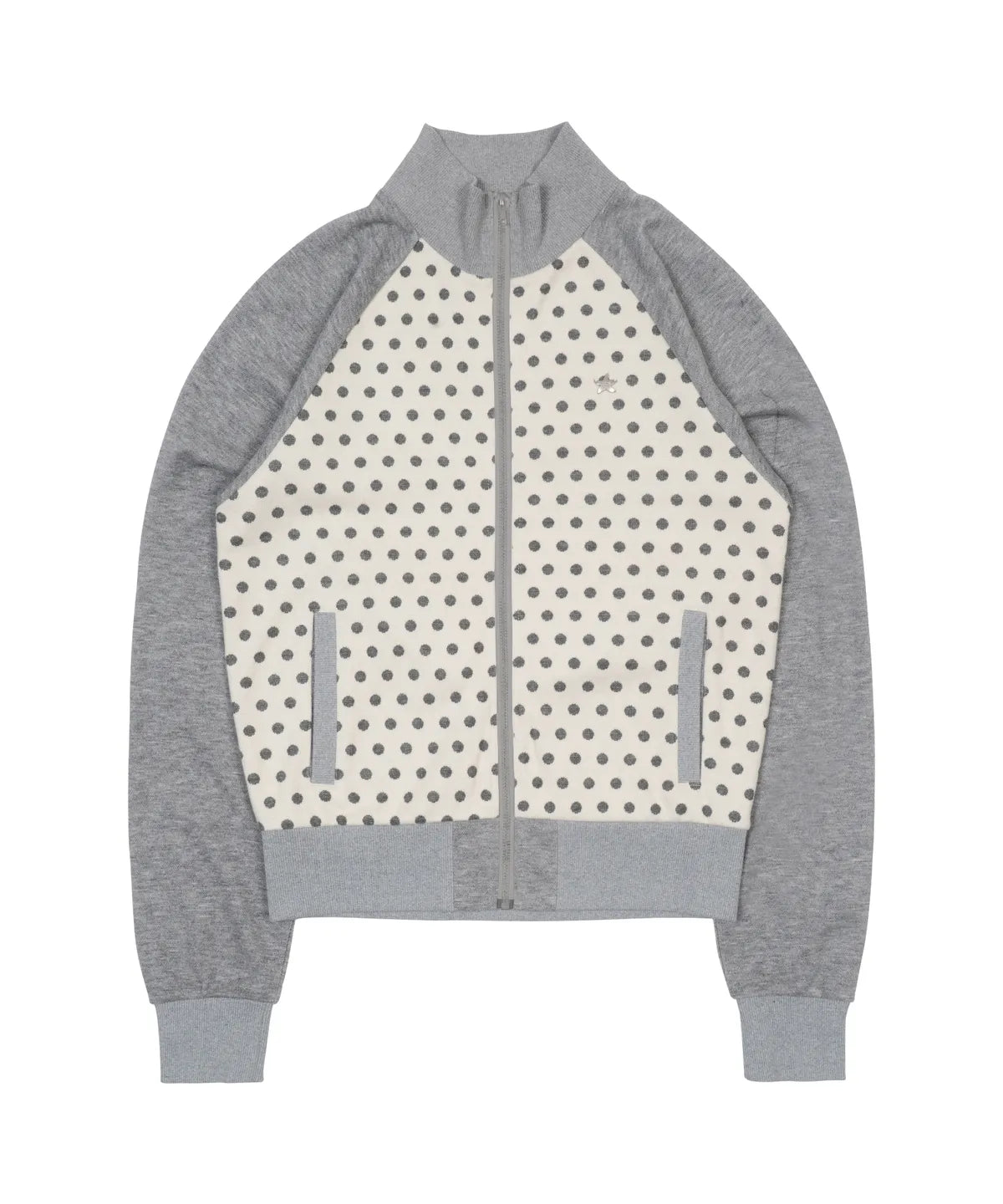 TCM dot raglan zip-up (beige/grey)
