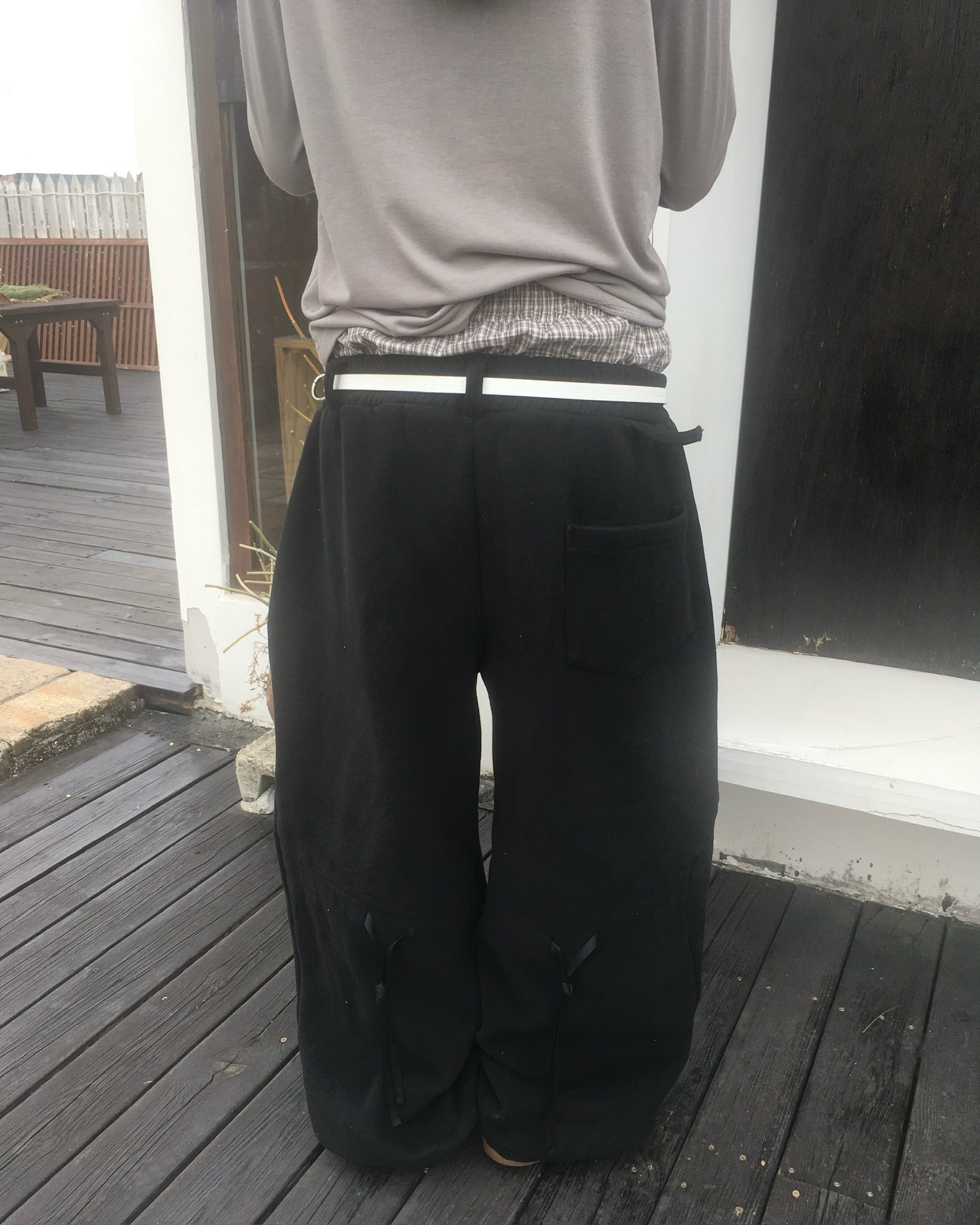 trunk layered sweat pants (black)