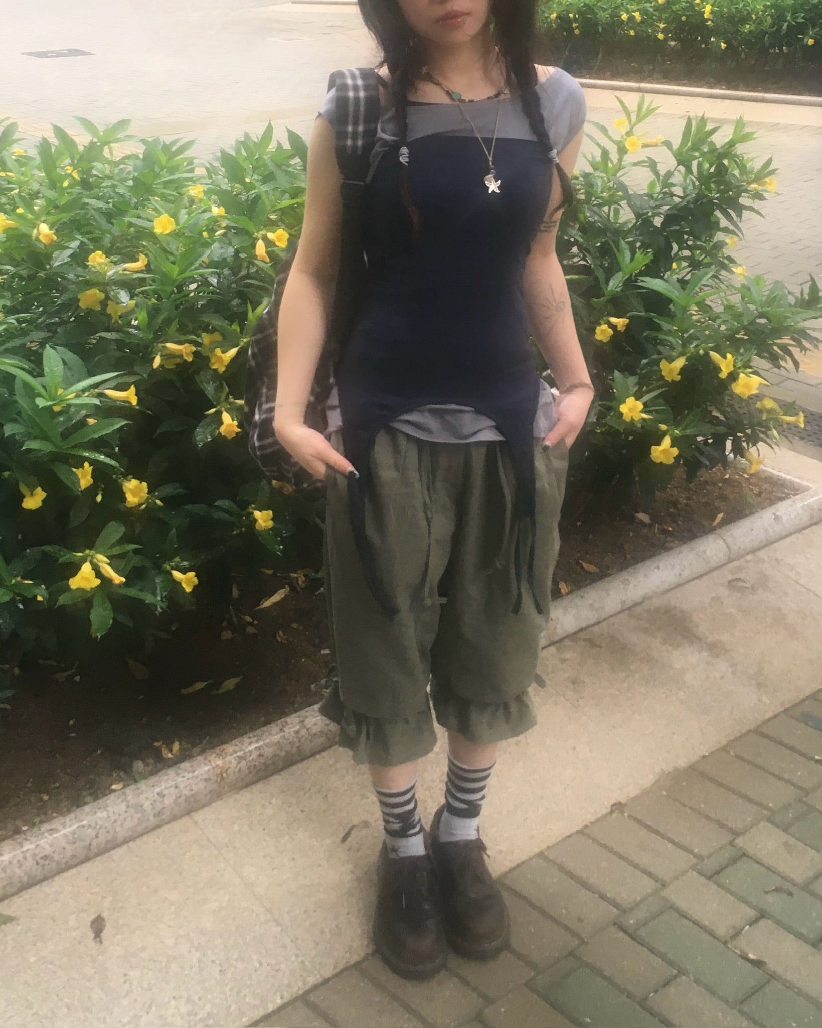two-piece layered tee (navy/grey)