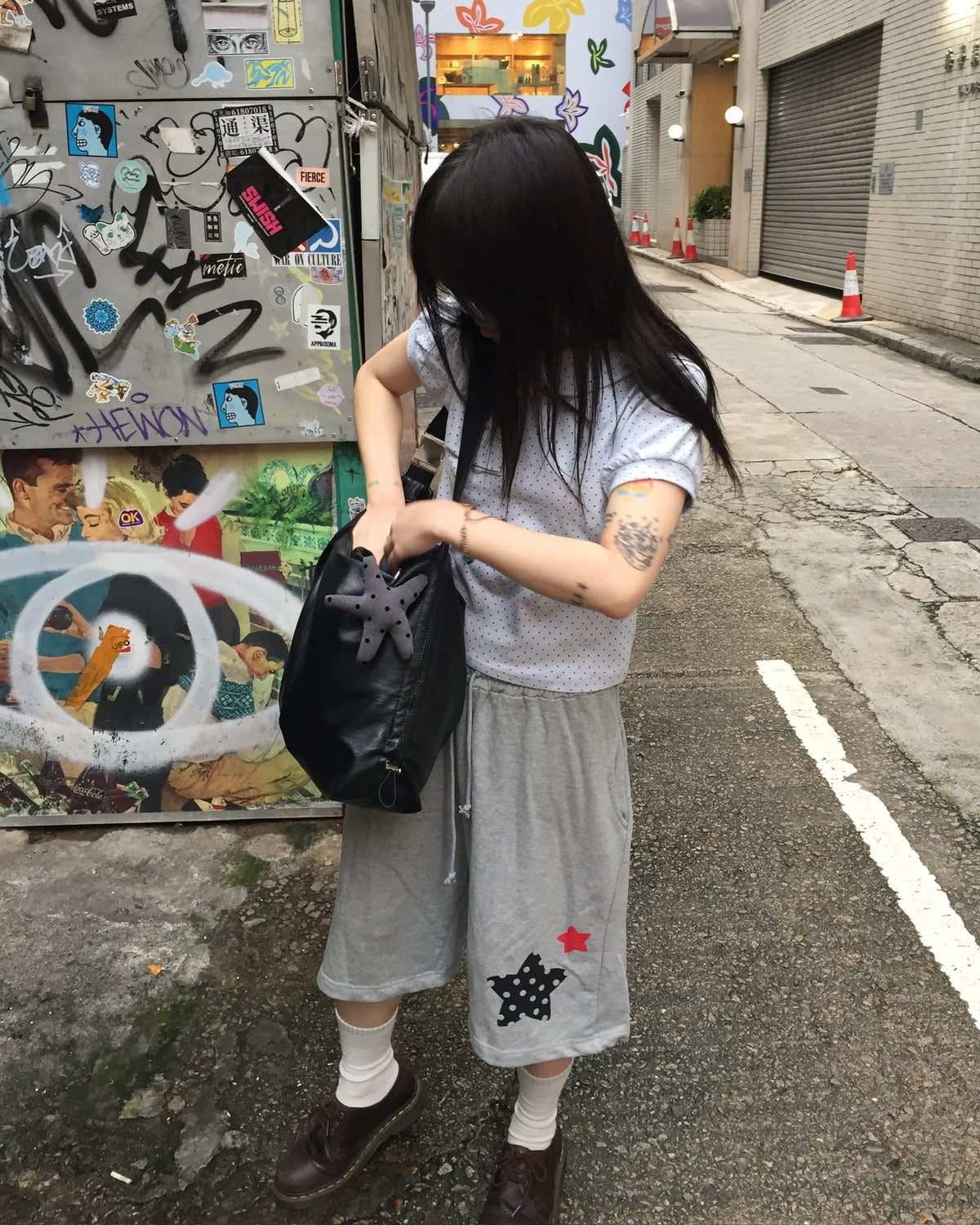 kisses cotton shorts (grey)