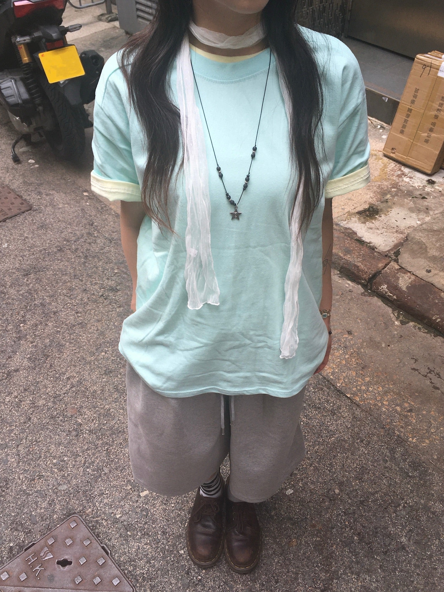 dot mesh scarf (white)
