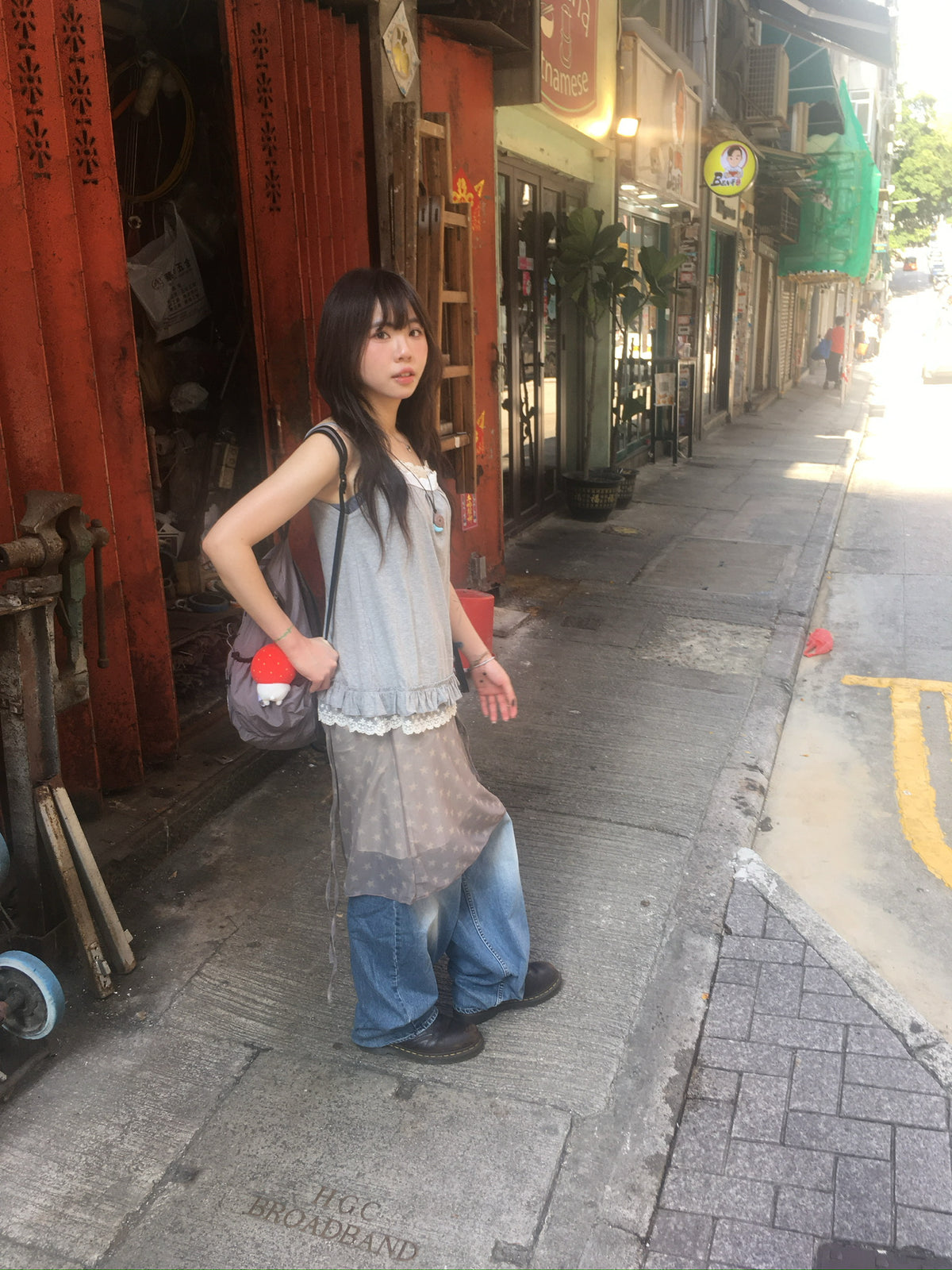 star mesh warp skirt (mauve)