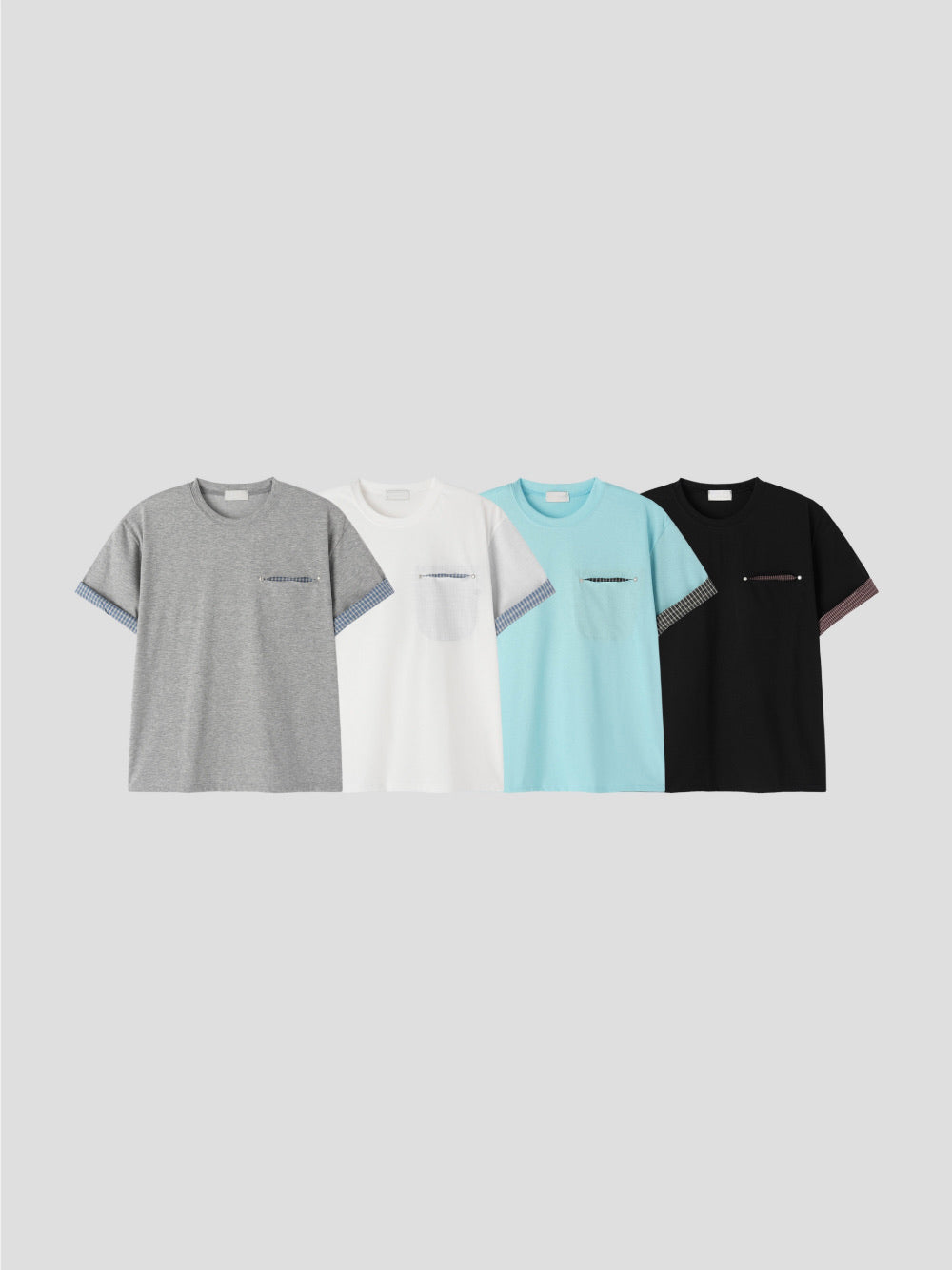 check roll-up pocket tee (grey)
