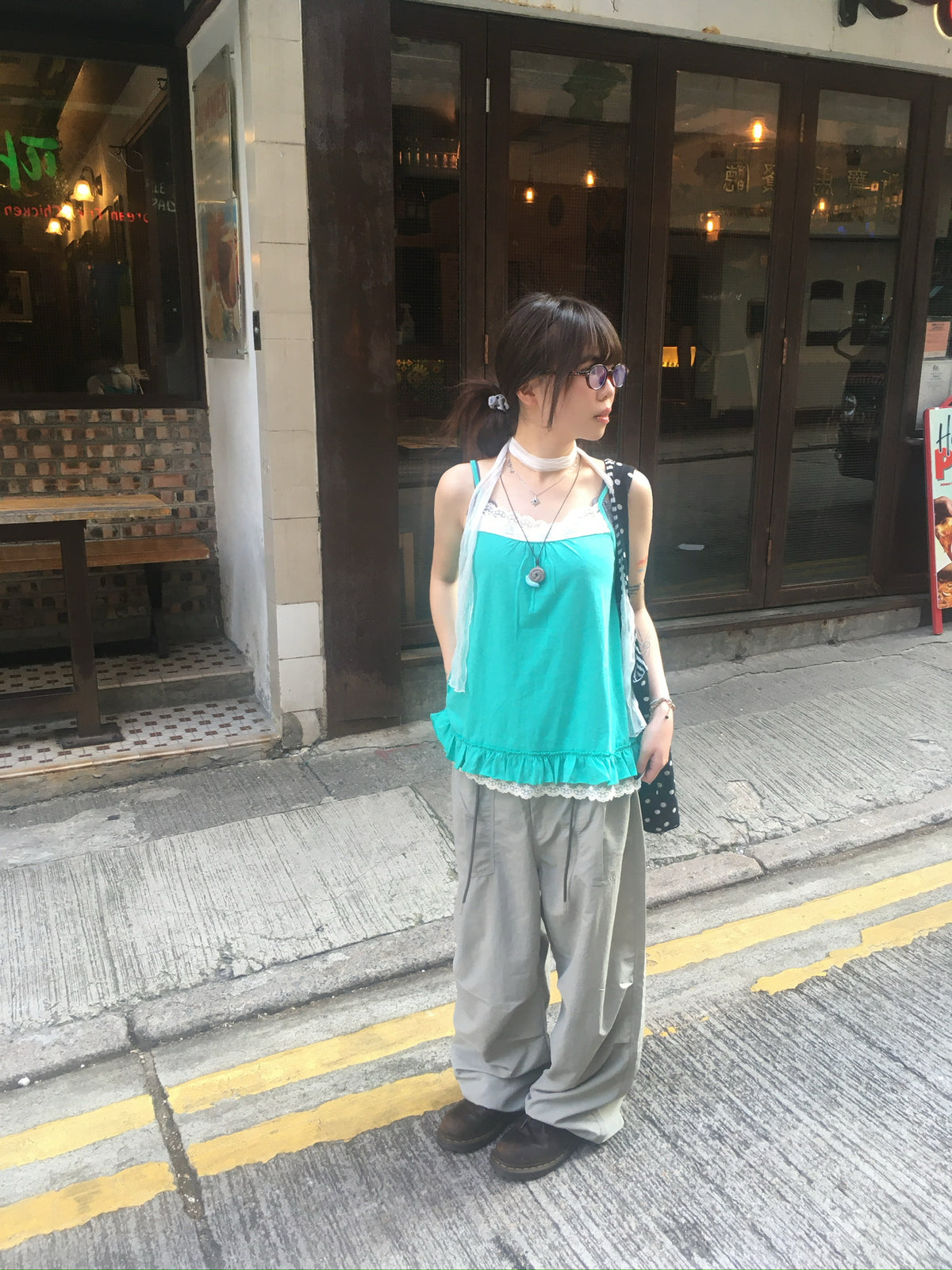 lace trim layer ruffle top (mint)