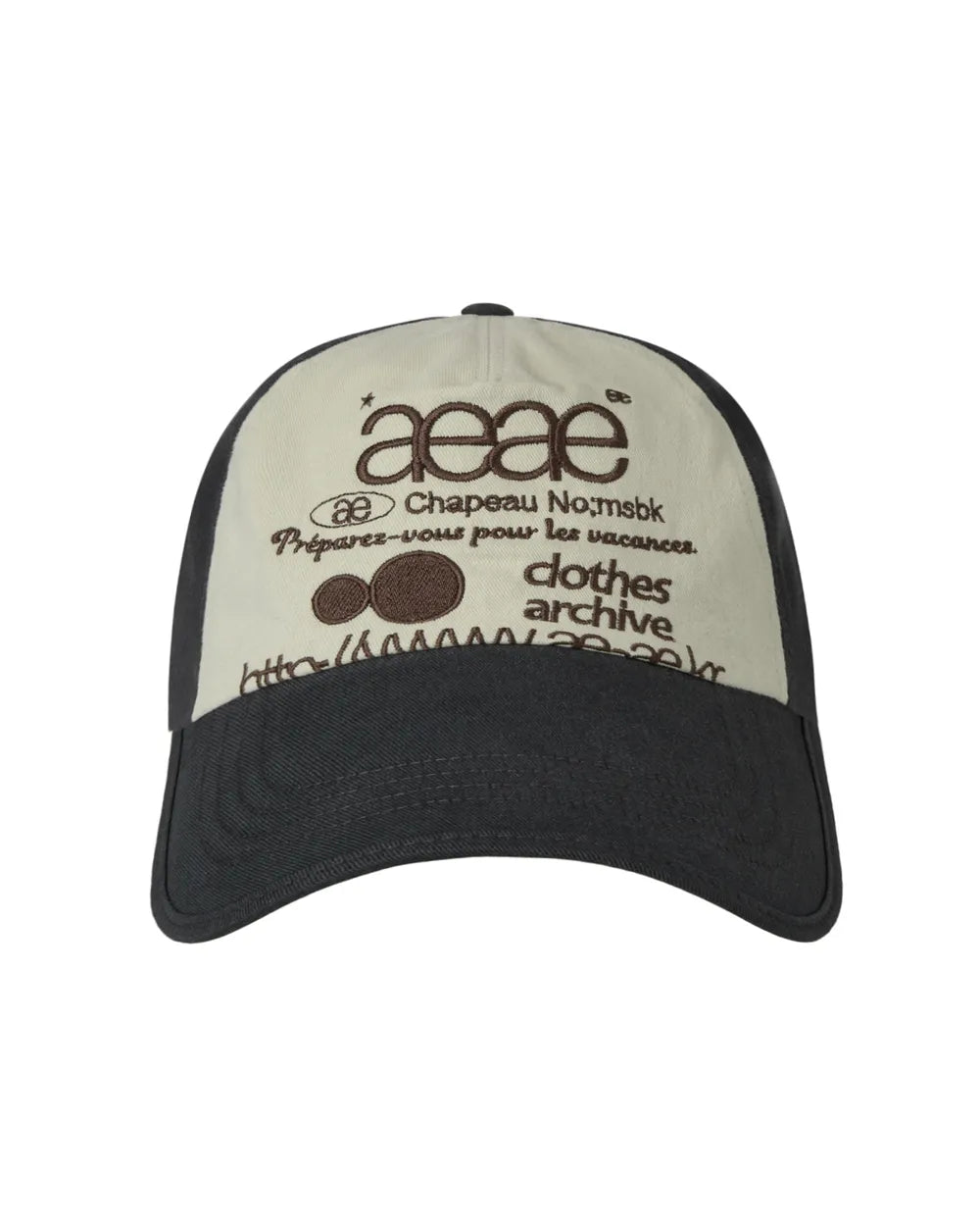 AEAE WEB LOGO 5 PANNEL BALL CAP (NAVY/IVORY)