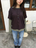 mock layer button tee (brown)