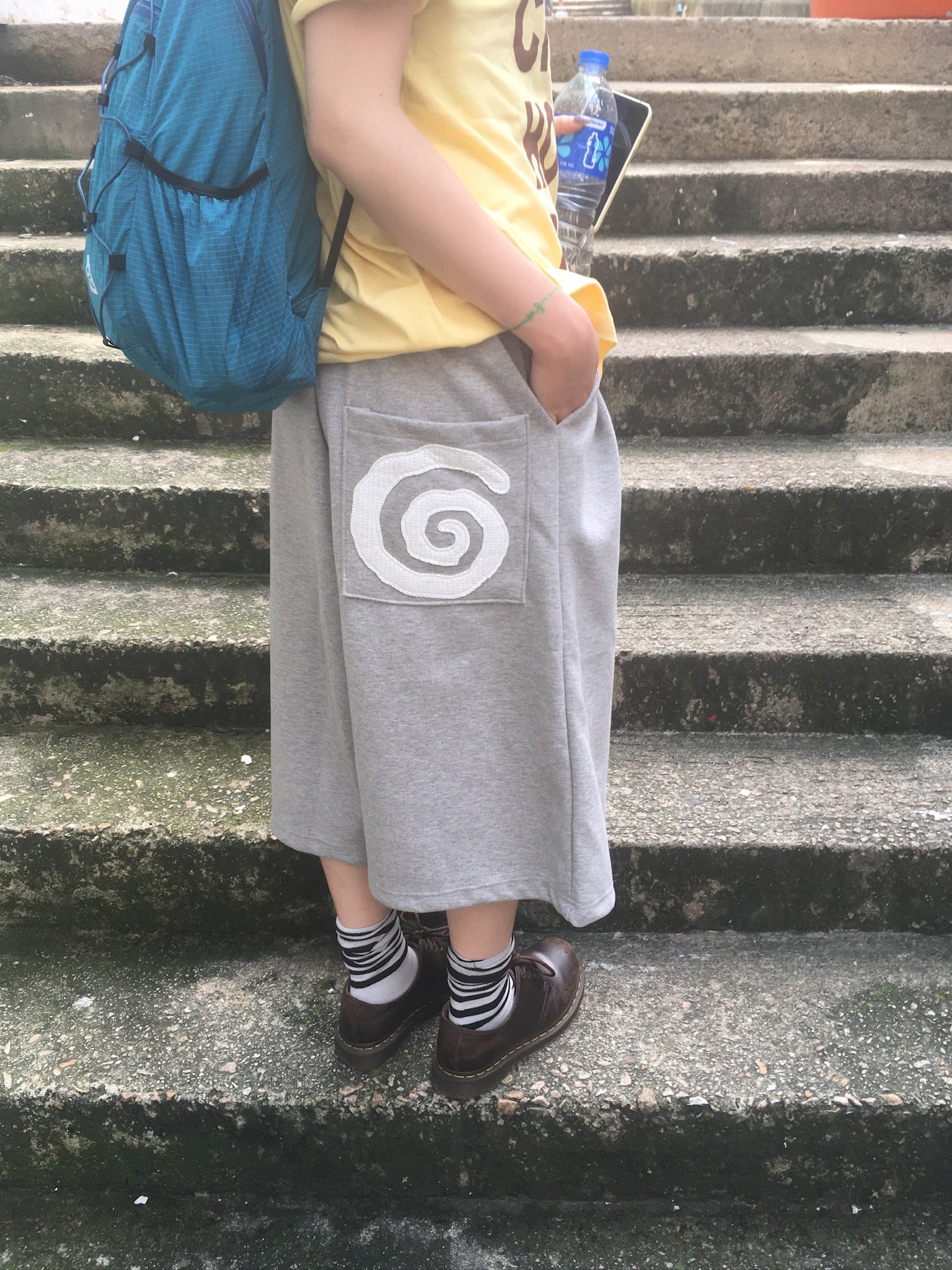 spiral half sweat pants (grey)