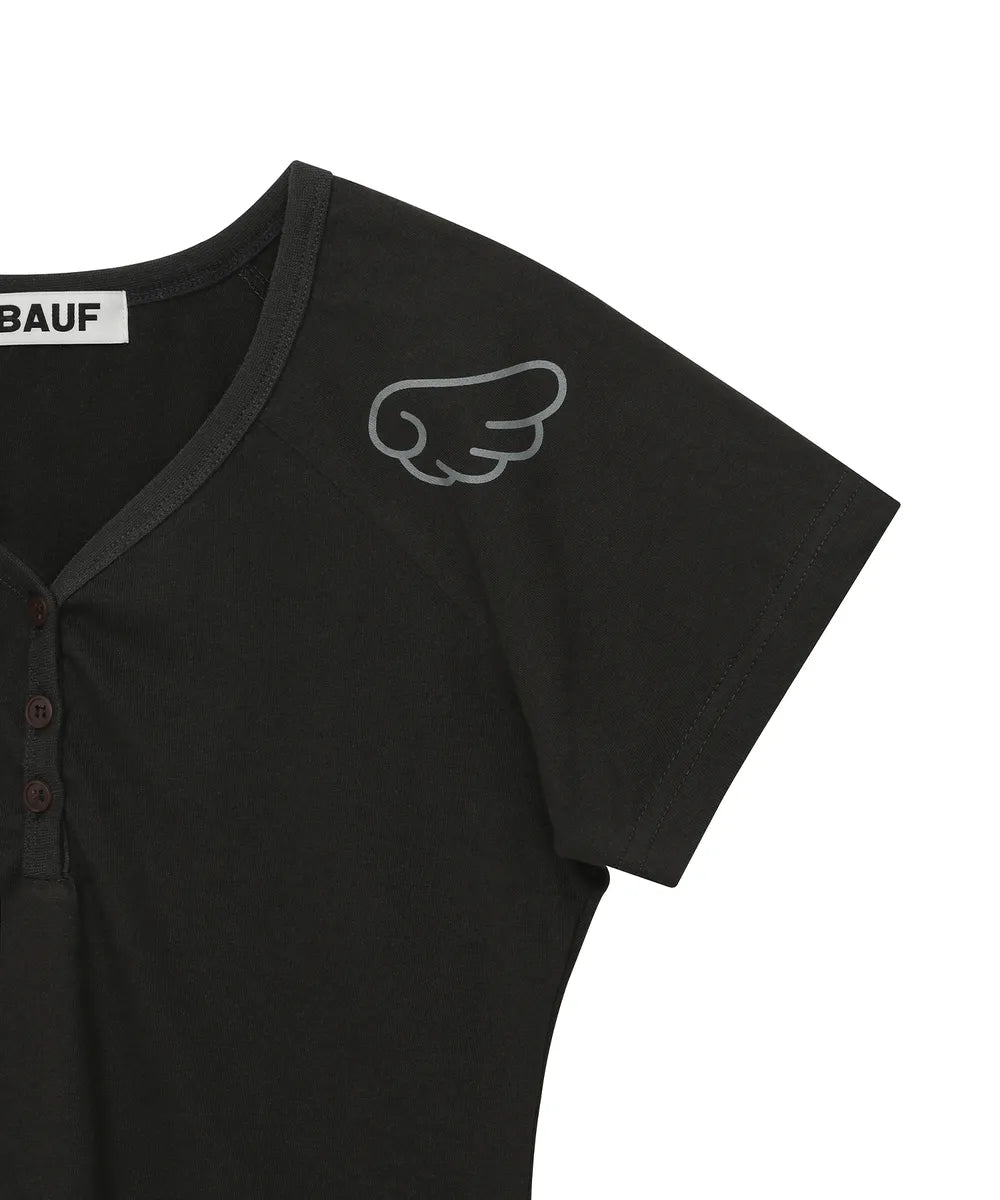BAUF 3 BUTTON ANGEL SLIM FIT T-SHIRT (CHARCOAL)