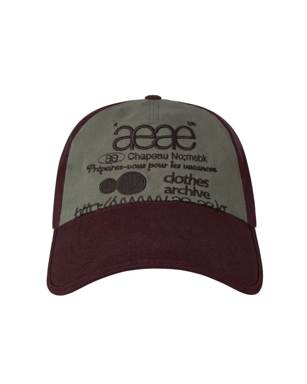 AEAE WEB LOGO 5 PANNEL BALL CAP (BURGUNDY/GREY)