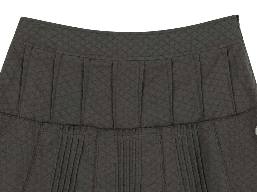 ✪【𝘱𝘳𝘦-𝘰𝘳𝘥𝘦𝘳】coyseio flower pintuck skirt (charcoal)