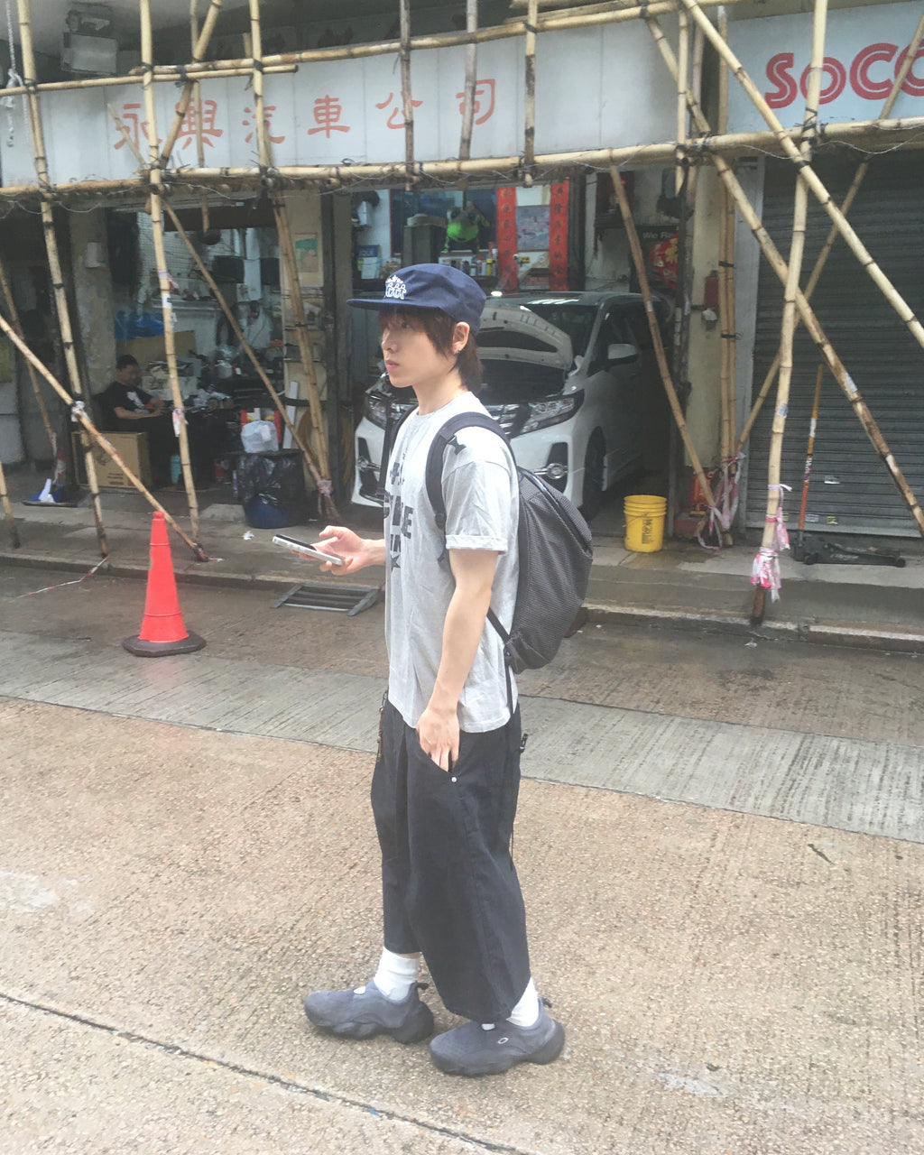 pin tuck bermuda pants (black)