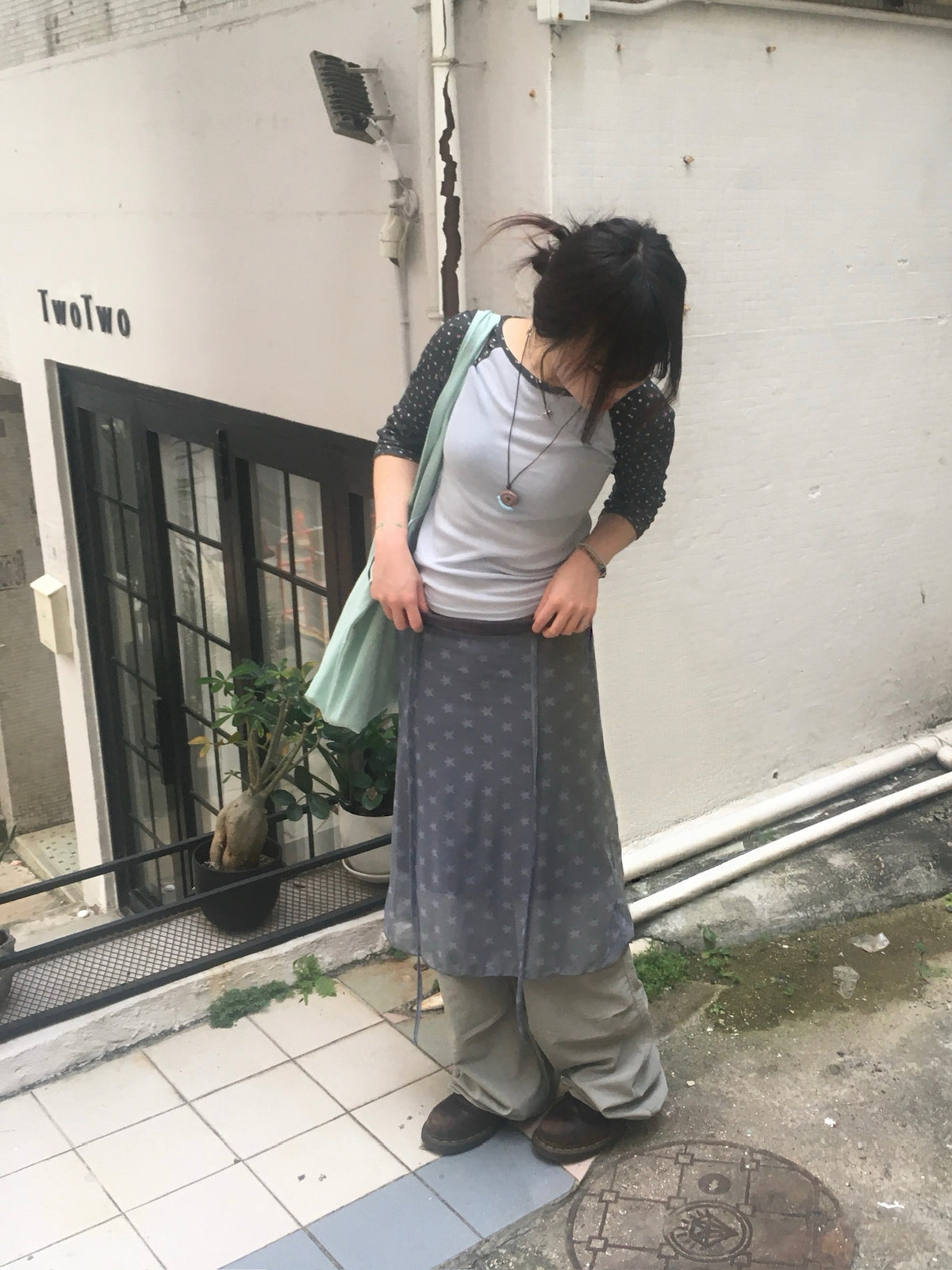 flower raglan 7 sleeve tee (sora)