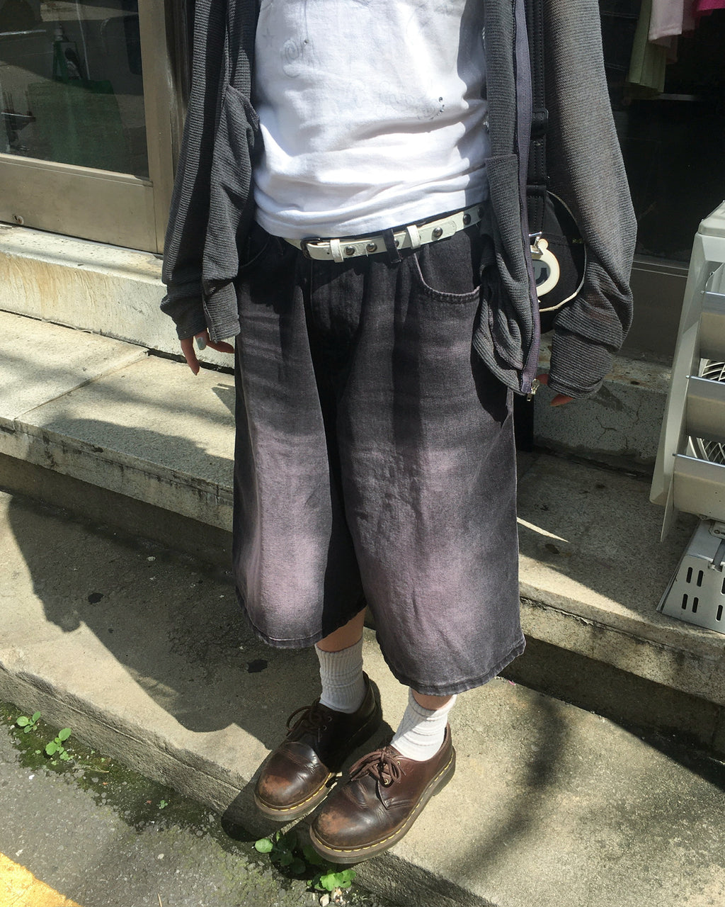 basic washed bermuda jeans (purple) (women wear)