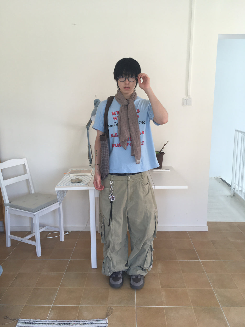 mist check scarf (brown)