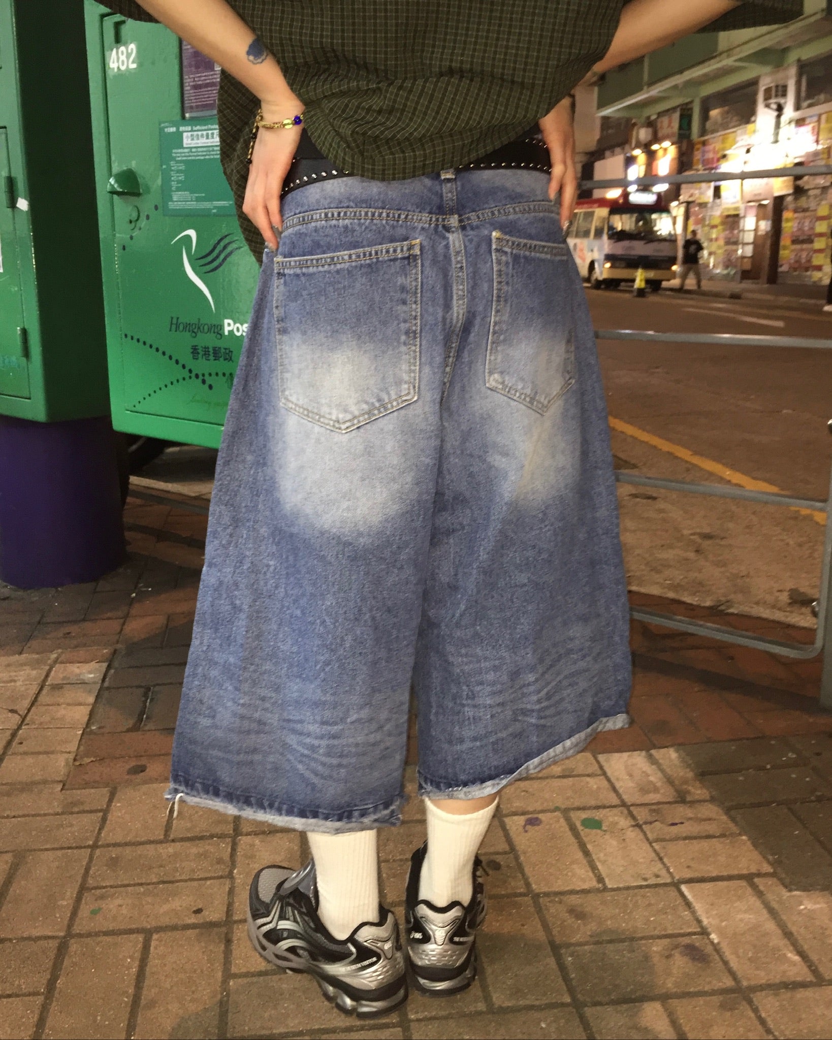 deck washed bermuda jeans (blue)