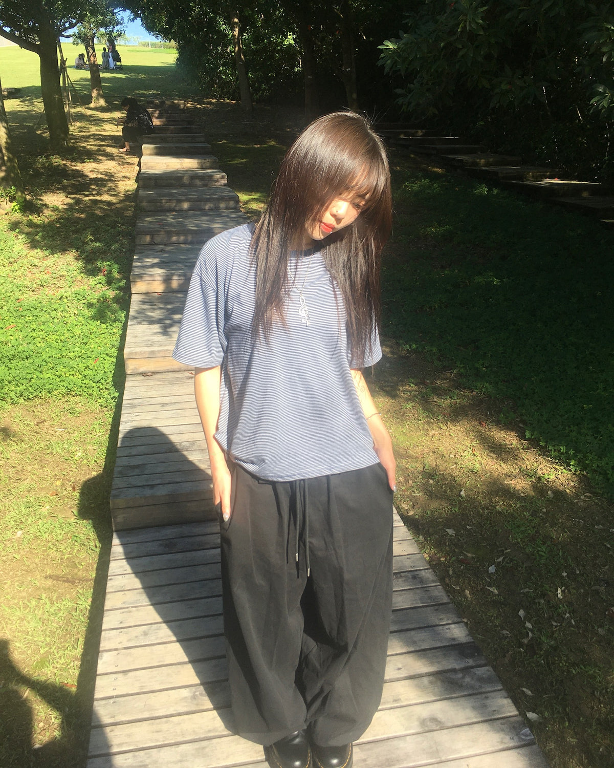 basic striped tee (navy)