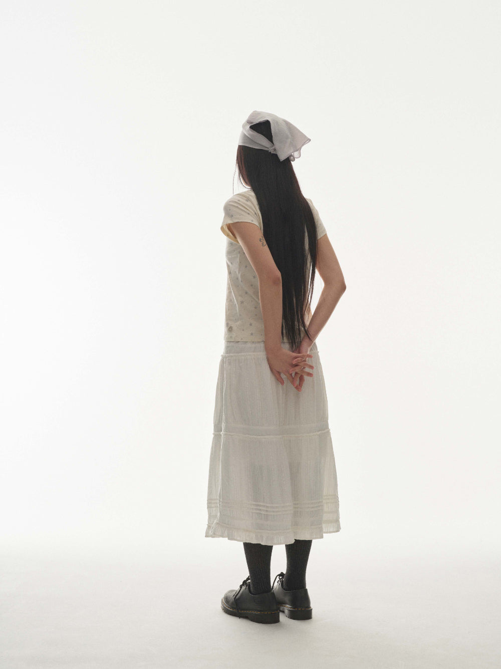 ✪【𝘱𝘳𝘦-𝘰𝘳𝘥𝘦𝘳】coyseio shirring midi skirt (white)