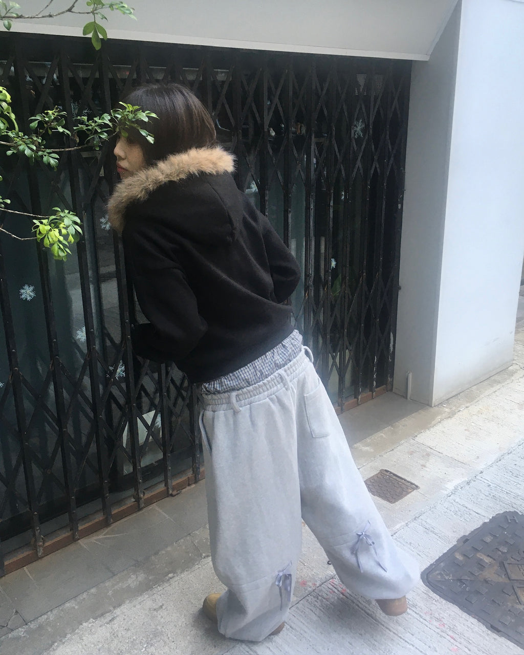 trunk layered sweat pants (grey)